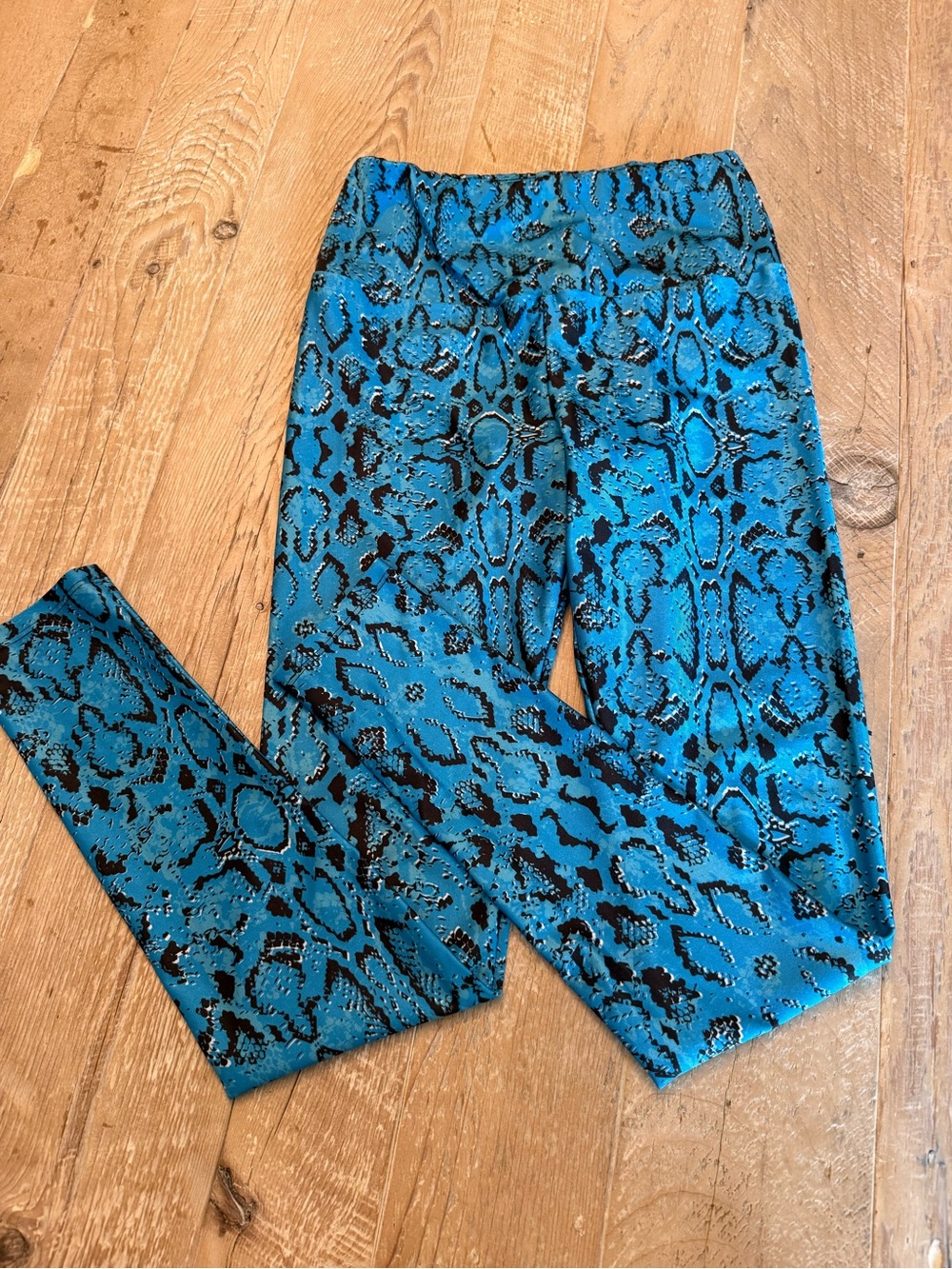Goldsheep Blue Snake Print Stretch Leggings M